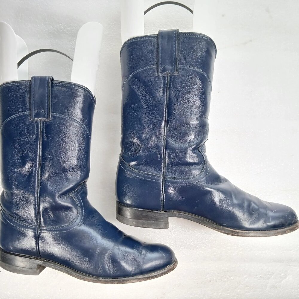 Vintage Justin Women’s Blue Leather Cowboy Boots Size 7B USA